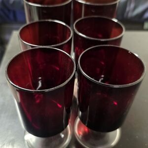 Set of Six Ruby Red Glasses